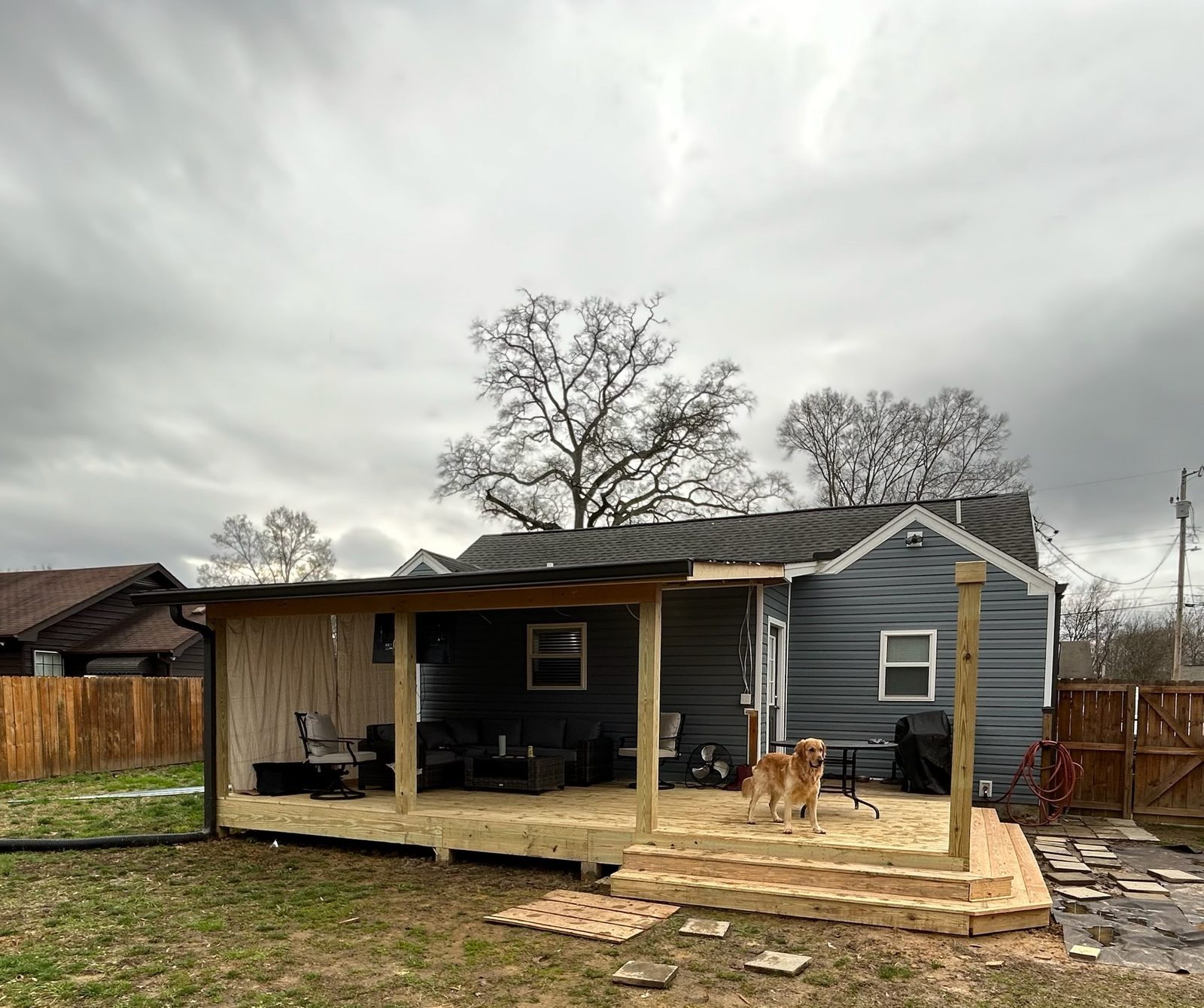 Covered deck and porch addition exterior